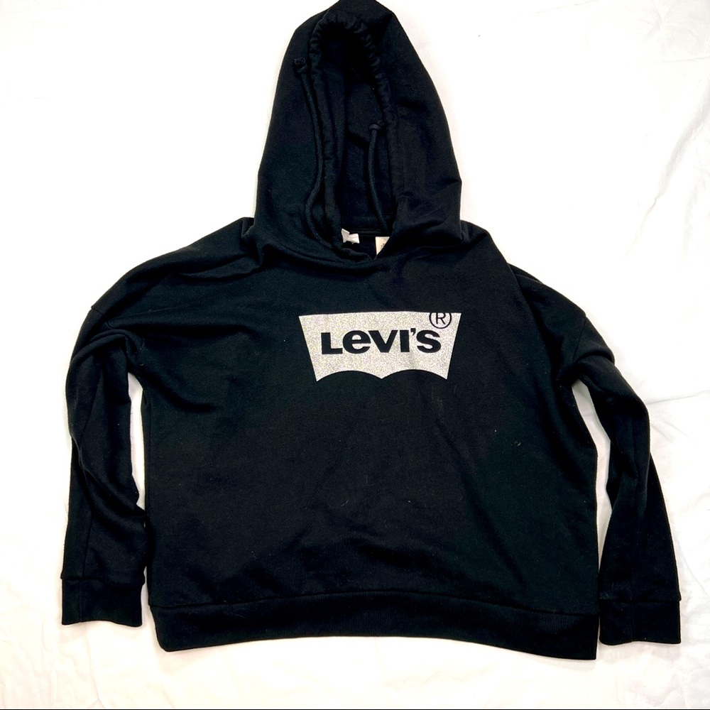 Levi's Women's Long Sleeve Glitter Logo Pullover Hoodie Sweatshirt S A040122